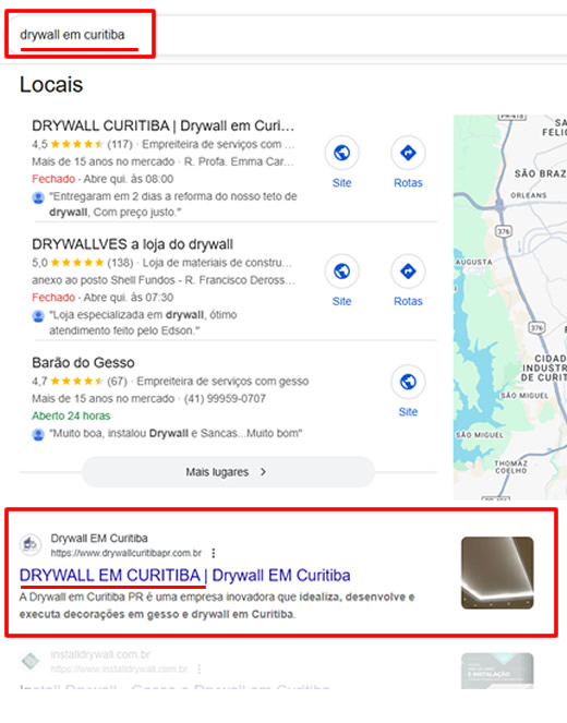 Primeira Página do Google Curitiba